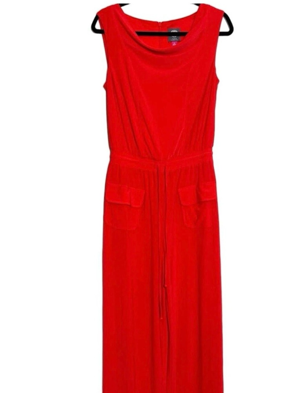 Red orange jumpsuit with Drawstring Waist